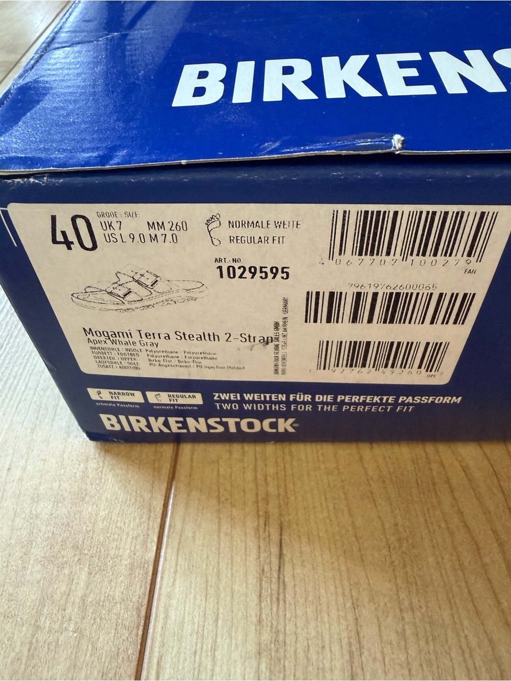 NEW in box Birkenstock Mogami Terra Stealth 2 Strap Birko-Flor in Whale Gray